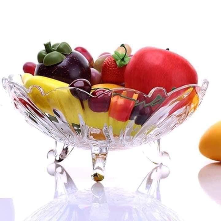 khay thủy tinh có chân đựng trái cây